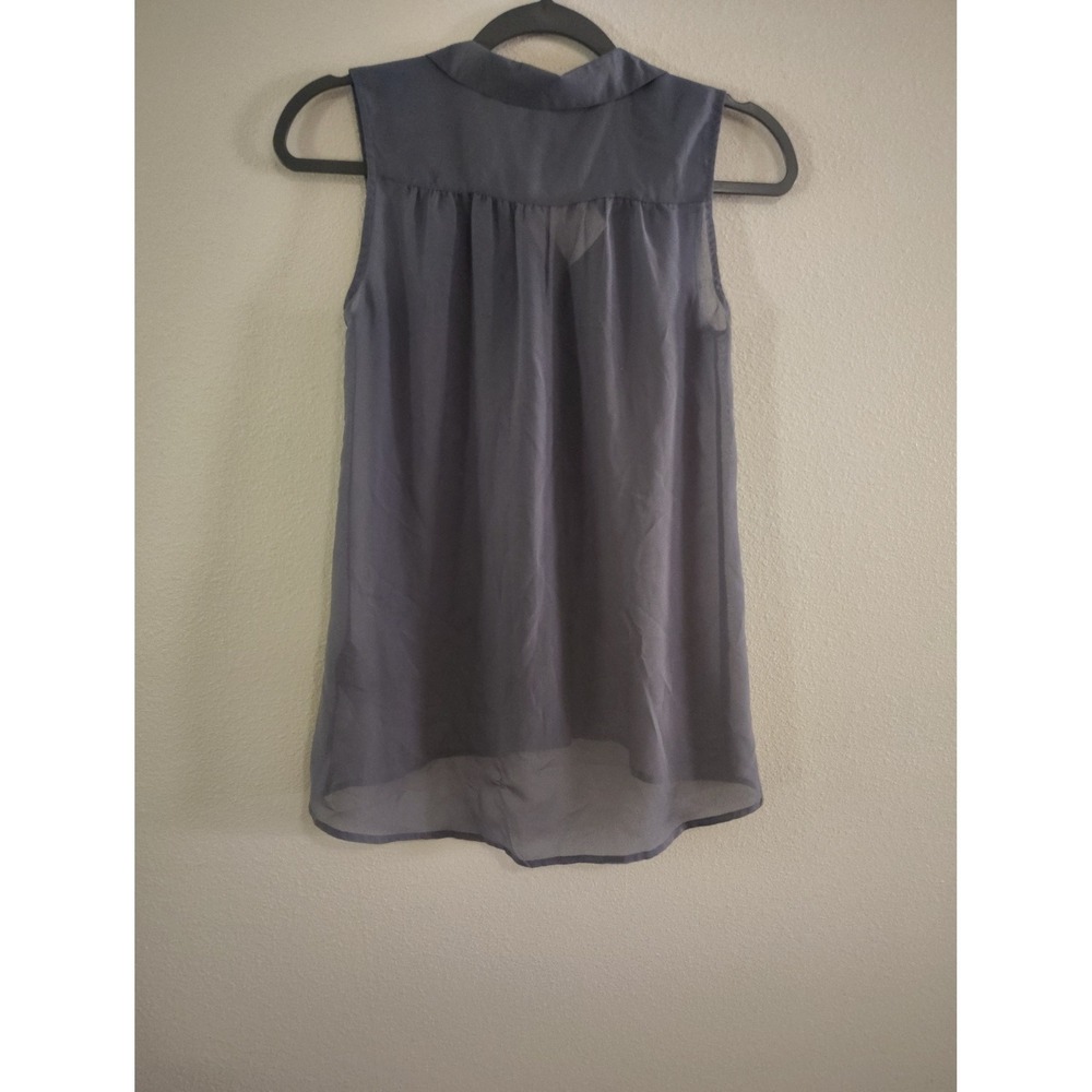 HM Sleeveless Button Down Blouse Slate Blue Gray High Low Hem Top Size 2 NEW - Picture 3 of 3